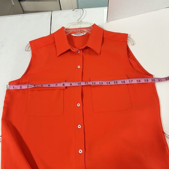 Amanda Uprichard Shirt Dress Orange Sleeveless Size M Knee Length Old Money - Picture 9 of 12